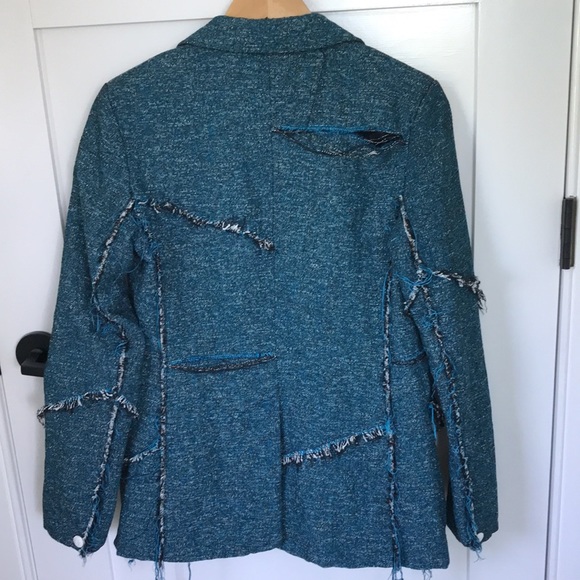 rag & bone Deconstructed Teal Twead Blazer size 2 - Picture 6 of 12